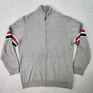 Frederik Anderson Copenhagen Full-Zip Sweater‎ Mens XL Gray Longsleeve Striped